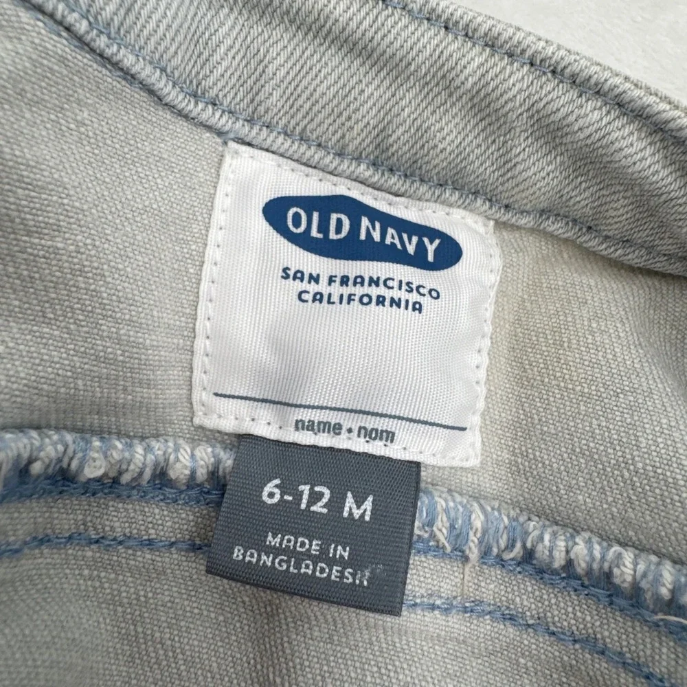 Old Navy Baby Denim Jacket Size 6-12M Light Wash Collarless Button Up Soft Denim